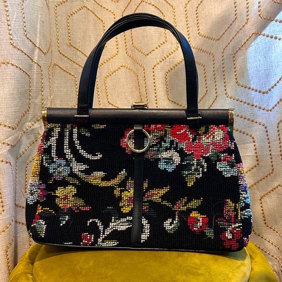 JR Handbags - Floral cross stitch purse